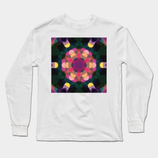 Retro Mandala Flower Pink Yellow and Purple Long Sleeve T-Shirt